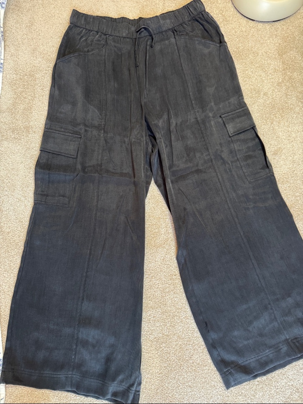 Splendid Black Wide-Leg Cargo Trousers